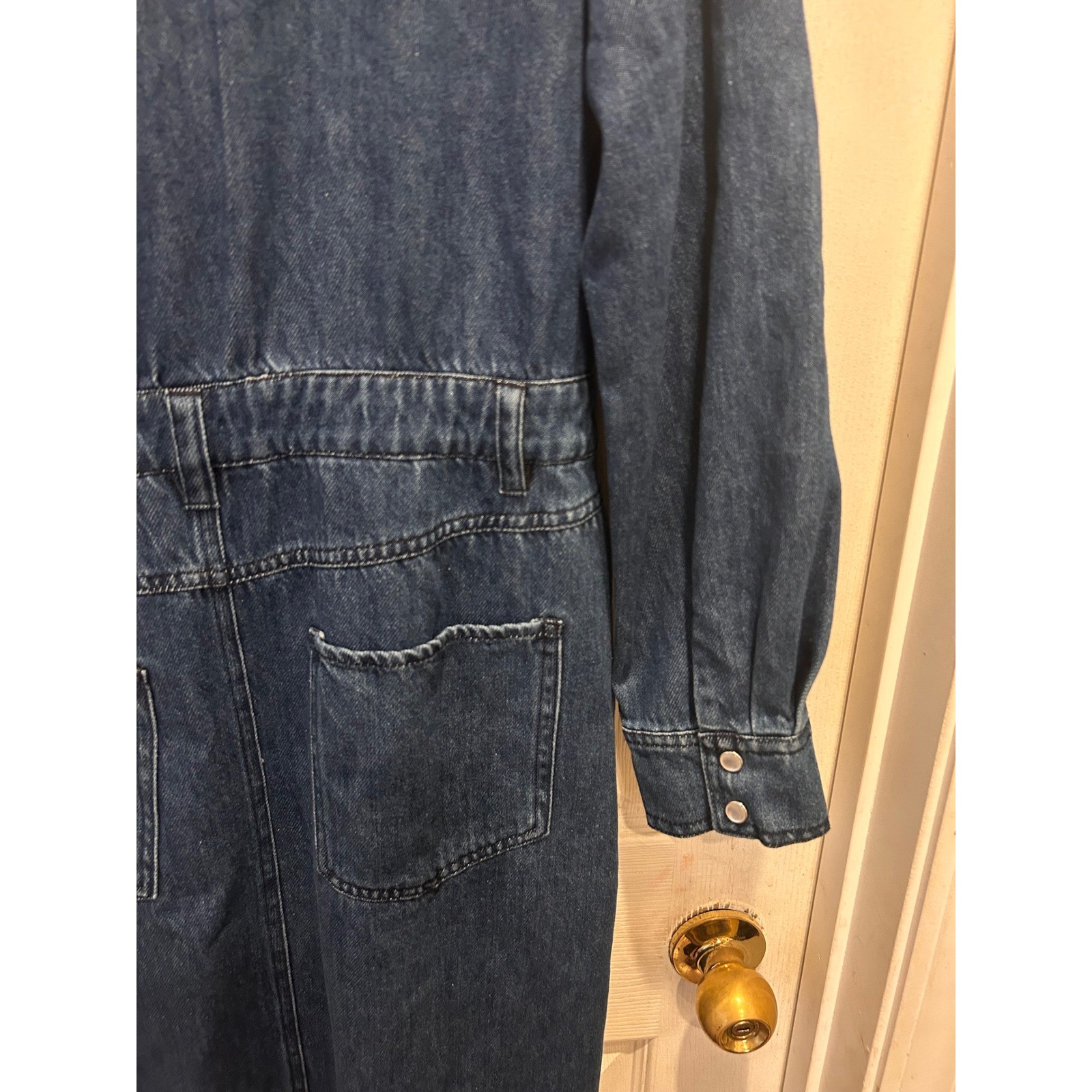 Steve Madden Womens Dakoda Blue Denim Maxi Dress Pearl Snap Front Western Sz 6