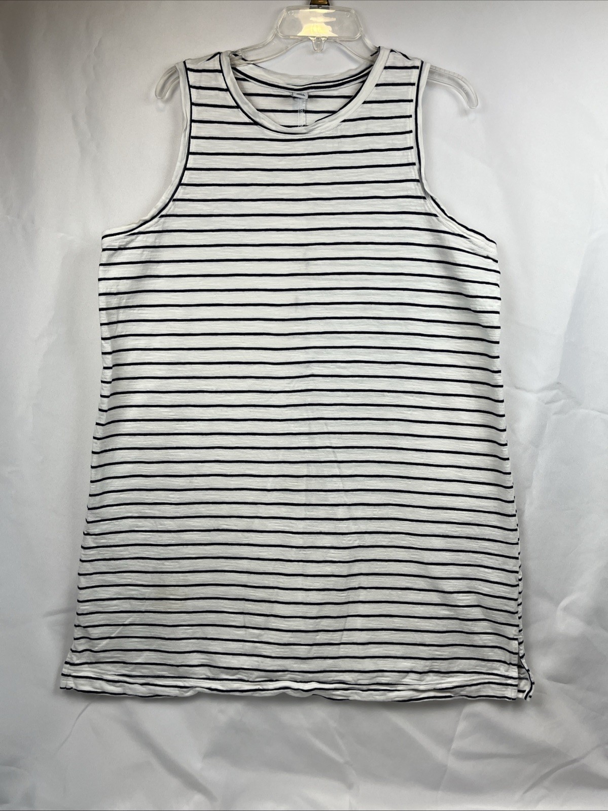 Old Navy T-shirt Tank Dress Womens XL White Black Stripes Regular Classic Cotton