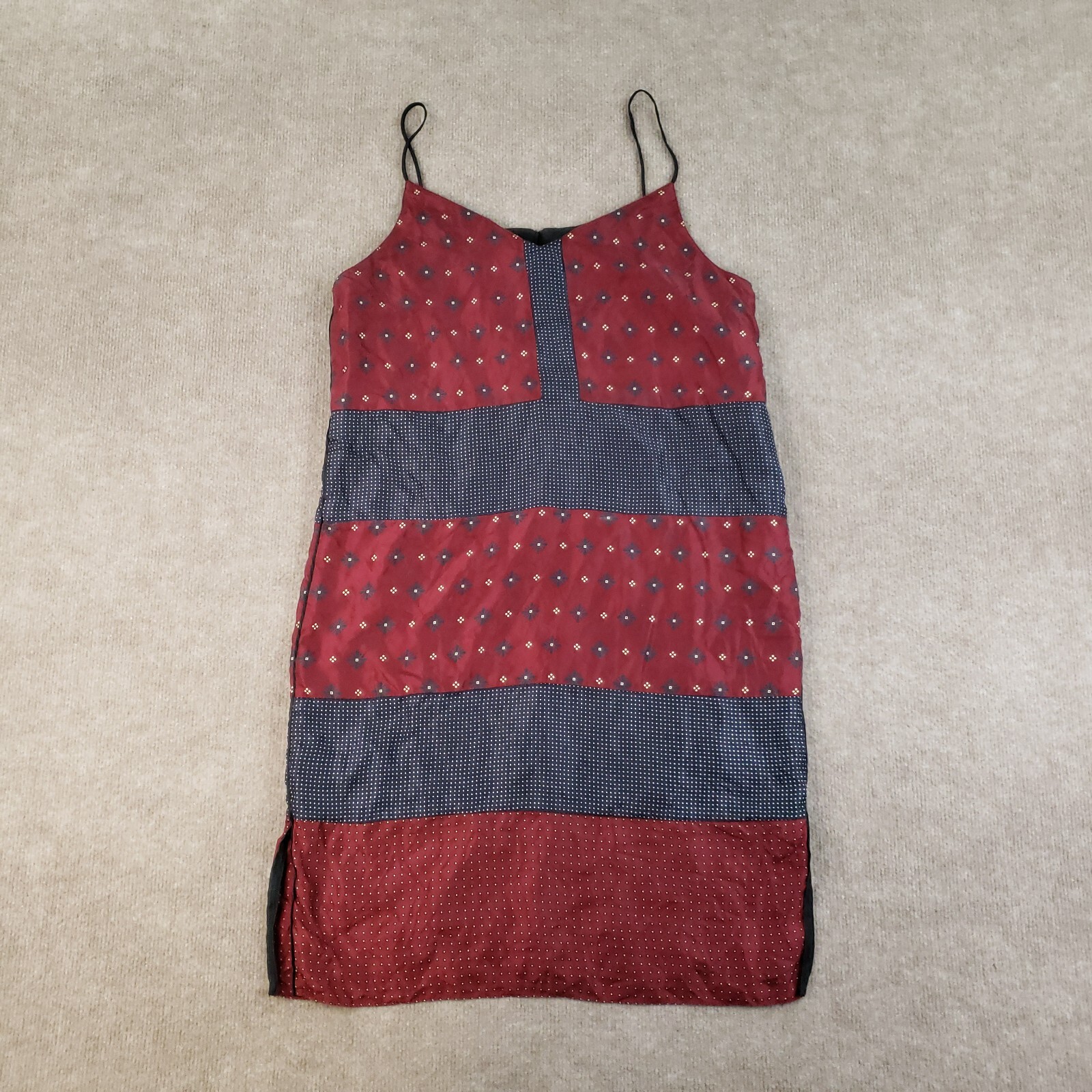 Rag & Bone Harris Slip Dress Womens Size 6 Red Blue 100% Silk Lightweight Straps