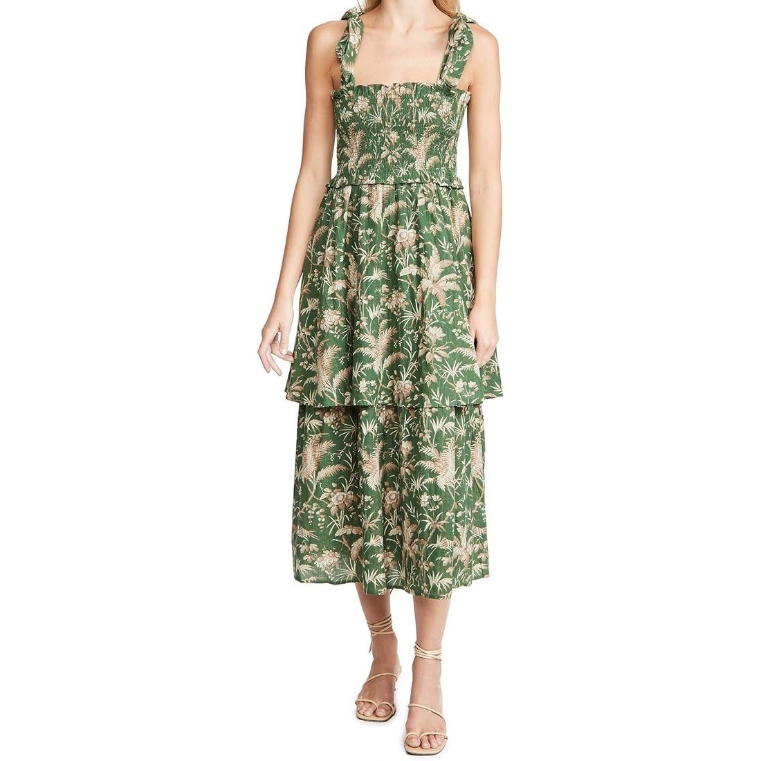 La Vie Rebecca Taylor Talita Smock Dress Green Floral Medium