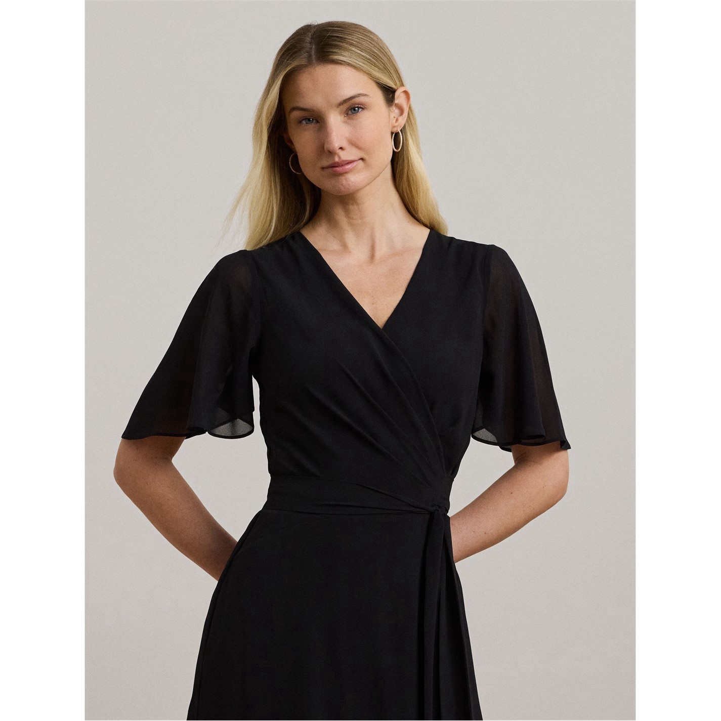 Lauren Ralph Lauren Women’s Belted Georgette Dress Black Size 2