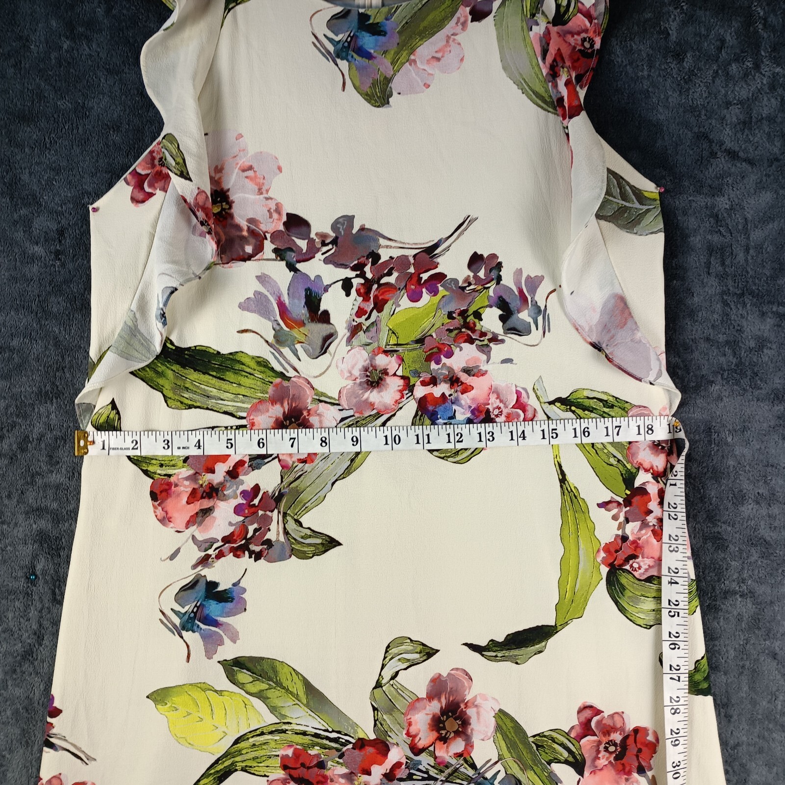 Eclipse Maxi Dress Size Medium Ivory Floral Ruffle Sleeve Sheath A Line Chiffon