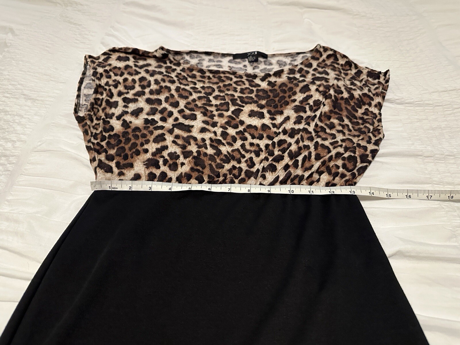 Forever 21 Leopard Black Bodycon Soft Lightweight Dress Women’s Jrs Size L EUC