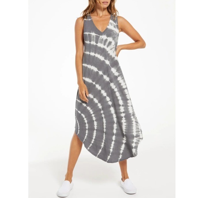 Z Supply Gray Tie Dye Sleeveless V Neck Casual Dress Size large