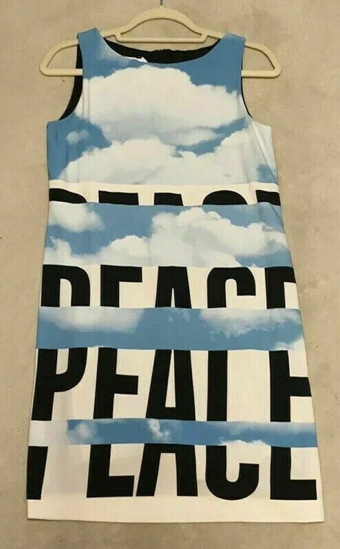 Moschino Cheap Chic Sky Blue Cloud Peace Italian Dress USA Sz 4 Small S $495