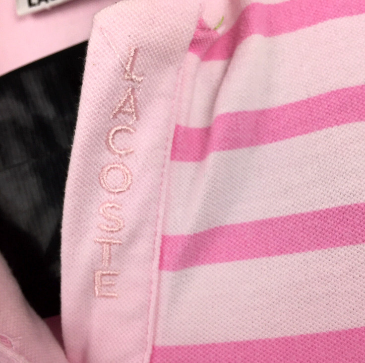 Lacoste Womens Sz 38 (32in Bust) Pink Striped Cotton Barbiecore Piqué Polo Dress