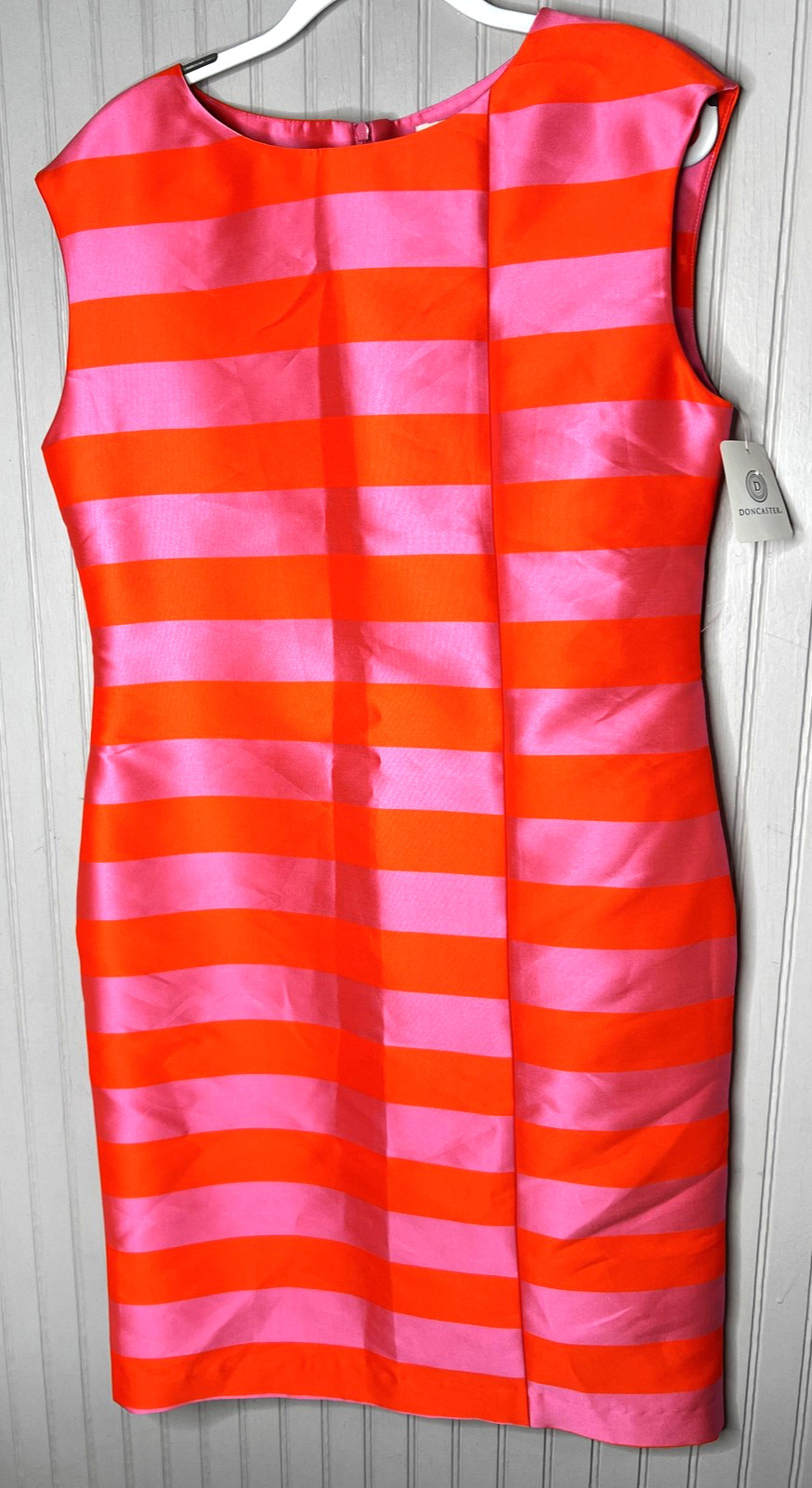 Tanner Dress Women 14 Large Sleeveless Sheath Silk Blend NWT Striped Twiggy $425