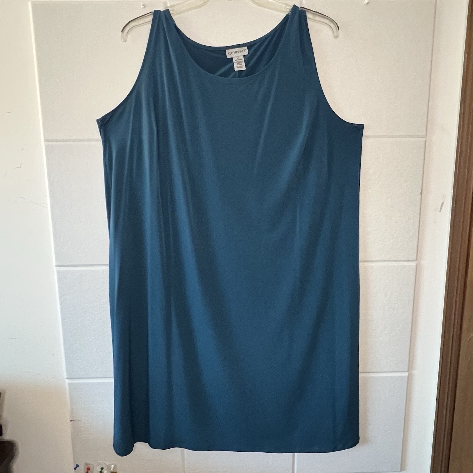 Catherine’s 2 PC Jacket Dress Size 2X 22 24 Teal 3/4 Sleeve Below Knee Length