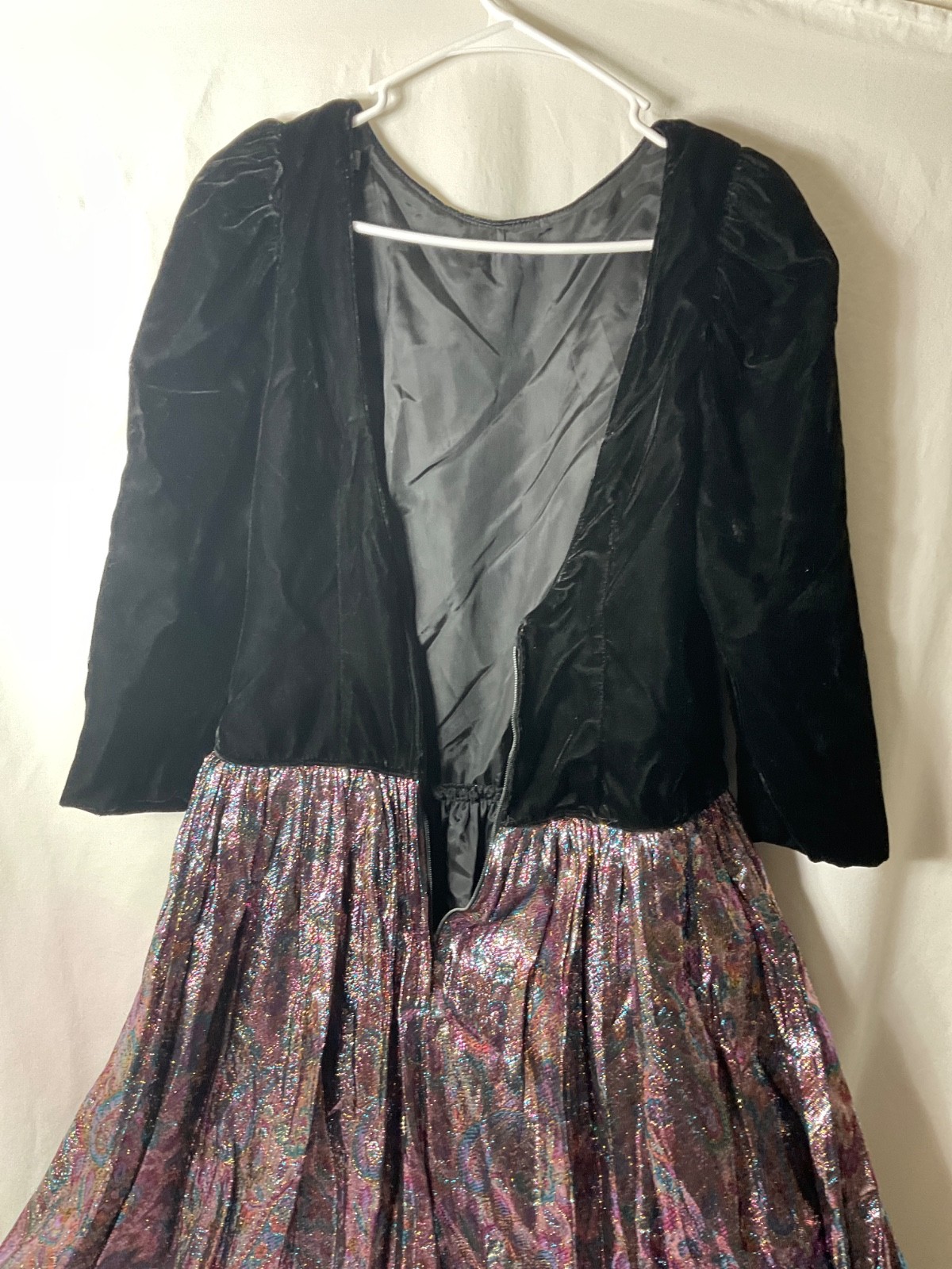 VTG Custom Made Velvet Tinsel Metallic Long Dress Lined