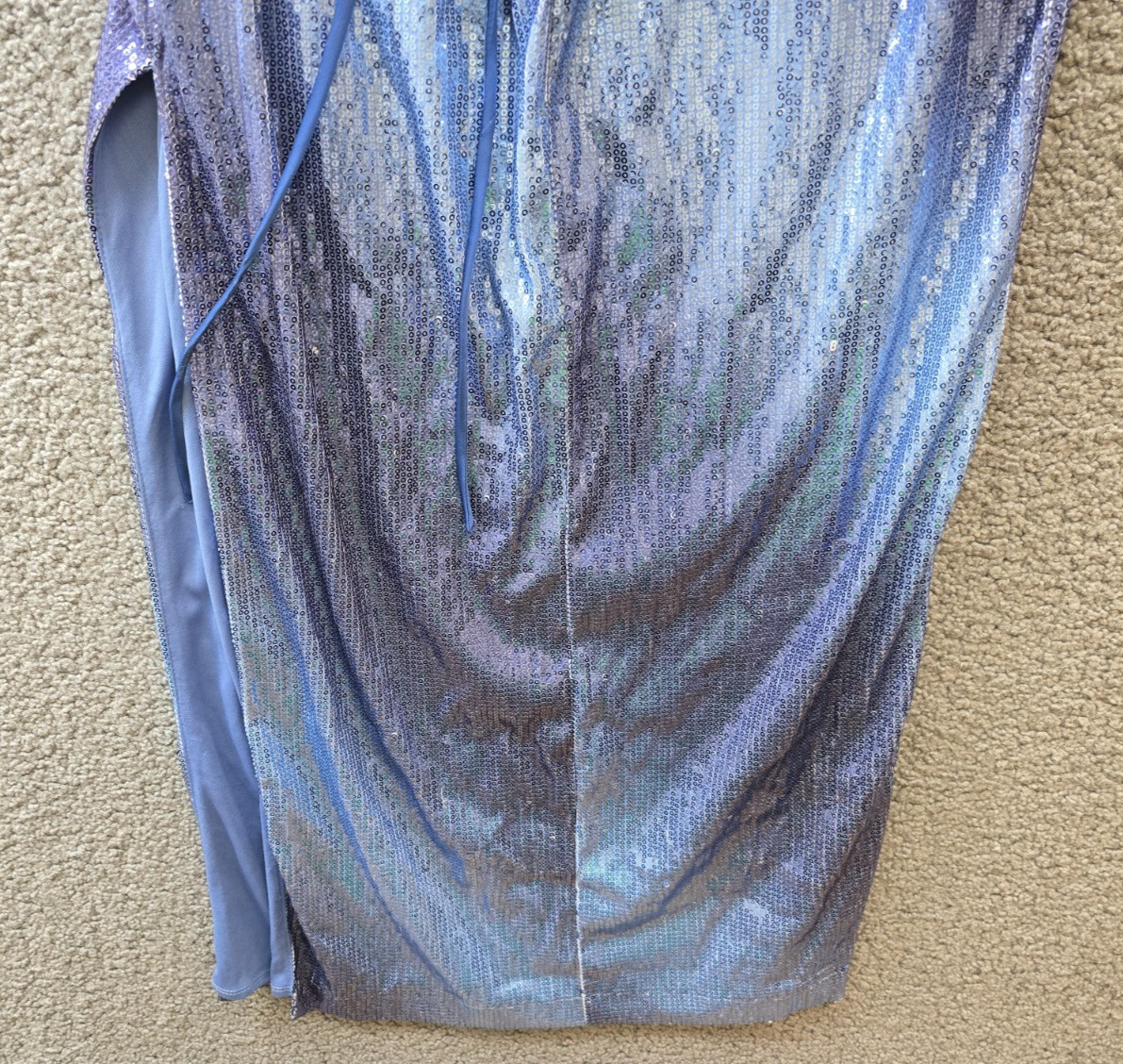 Violet Weekend Strappy Ombré Sequin Gown Junior’s 9/10 Blue Silver Lined