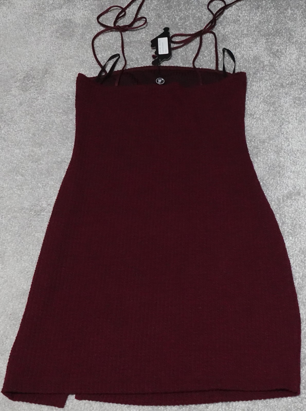 Motel Verso Bodycon Mini Dress Women’s Small Burgundy Rib Textured Slit Party