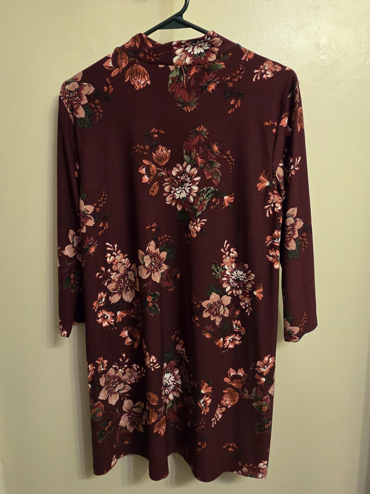 As U Wish Whimsigoth Floral Mock Neck Dress M Burgundy Vintage Boho Chic Fall