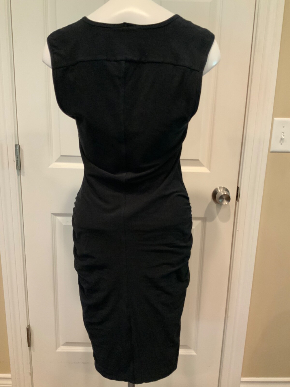 Standard James Press Black Sleeveless Ruched Tank Dress, Size 3 (Large)
