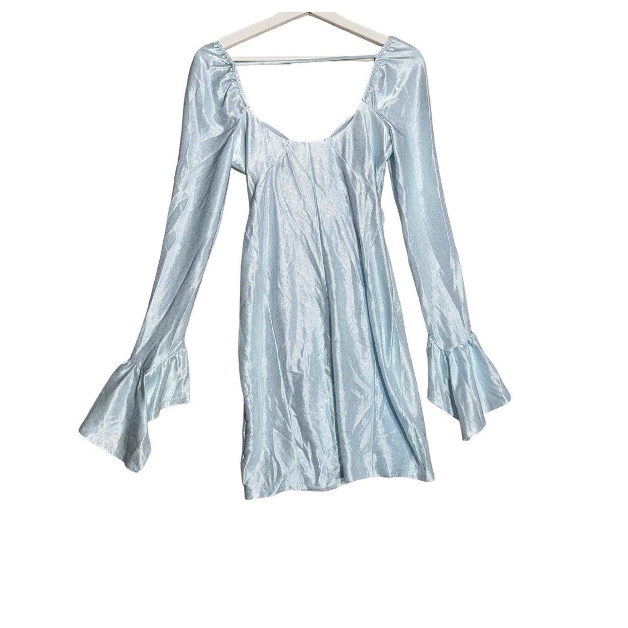 ASOS Womens NEW Blue Cupped Whimsical Fairy Lace Up Long Sleeve Dress Sz US 6