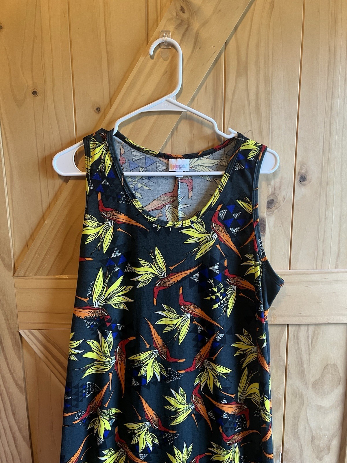 LuLaRoe Dani Multicolor Tropical Bird Print Maxi Tank Dress Size 2XL Summer Boho