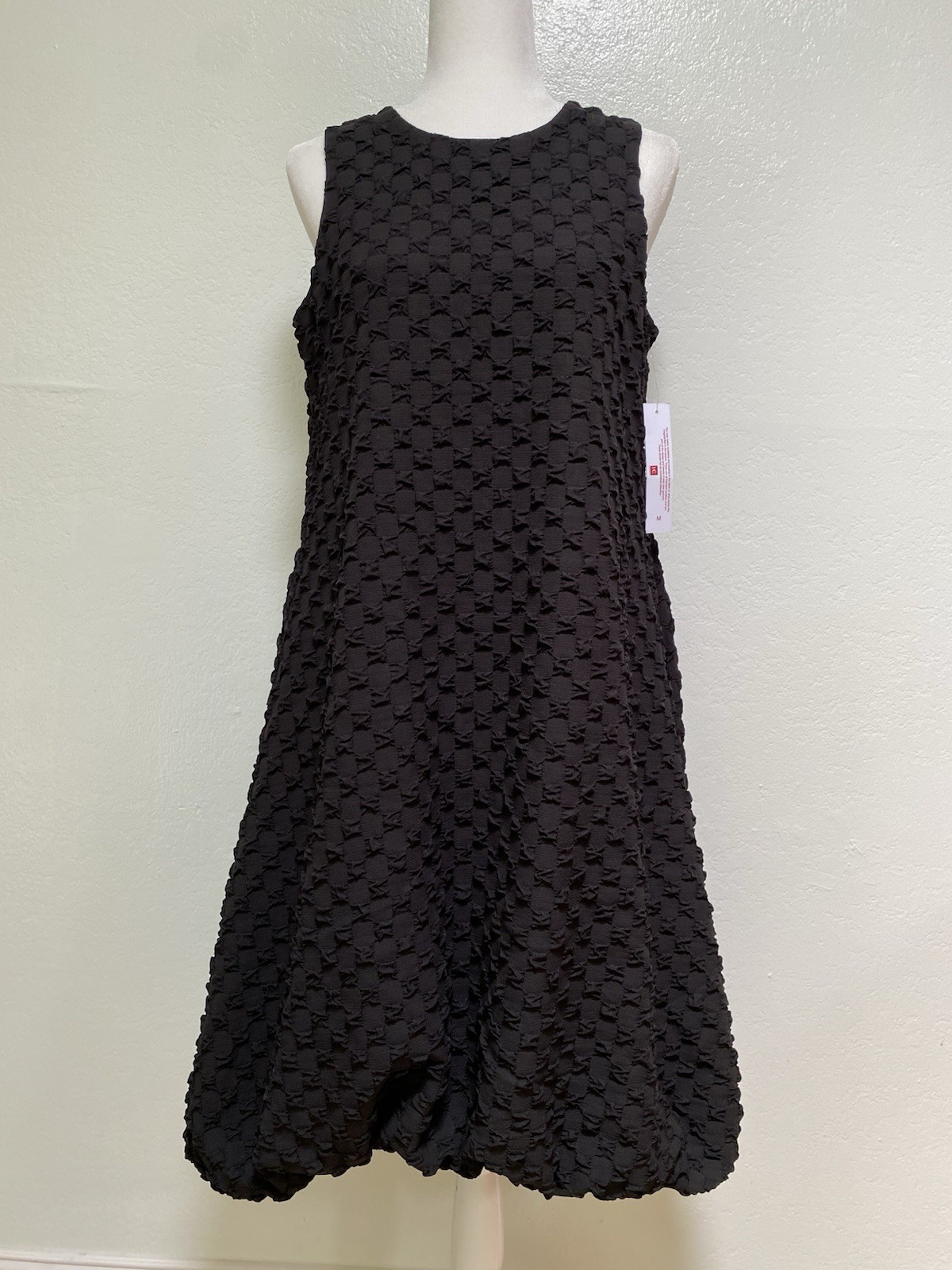 IC Collection Back Zip Dress $268 Women’s M Black Textured Bubble Check