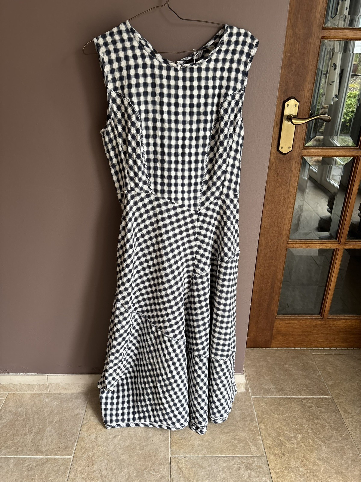 ✨High Tech – Claire Campbell Navy Gingham Dress IT44 UK12