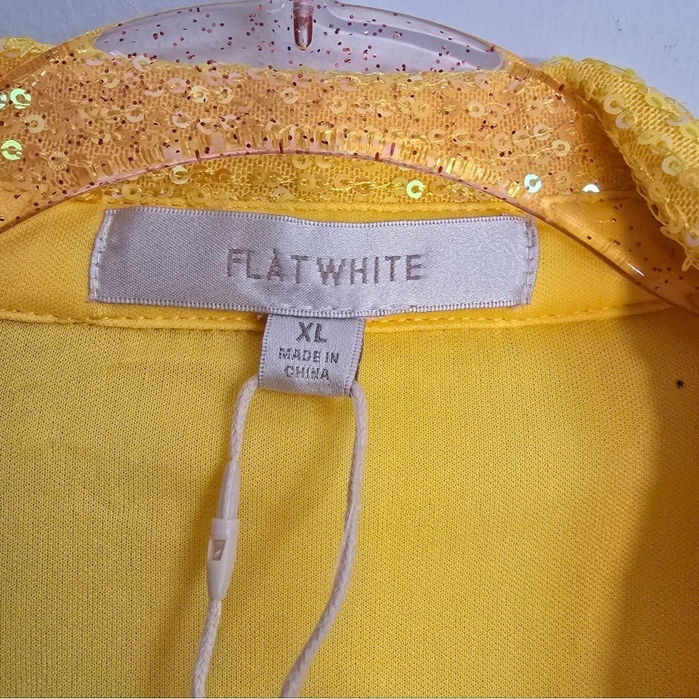 Anthropologie NEW Flat White Yellow Sequin Tunic Shirt Dress SZ XL Eras Tour