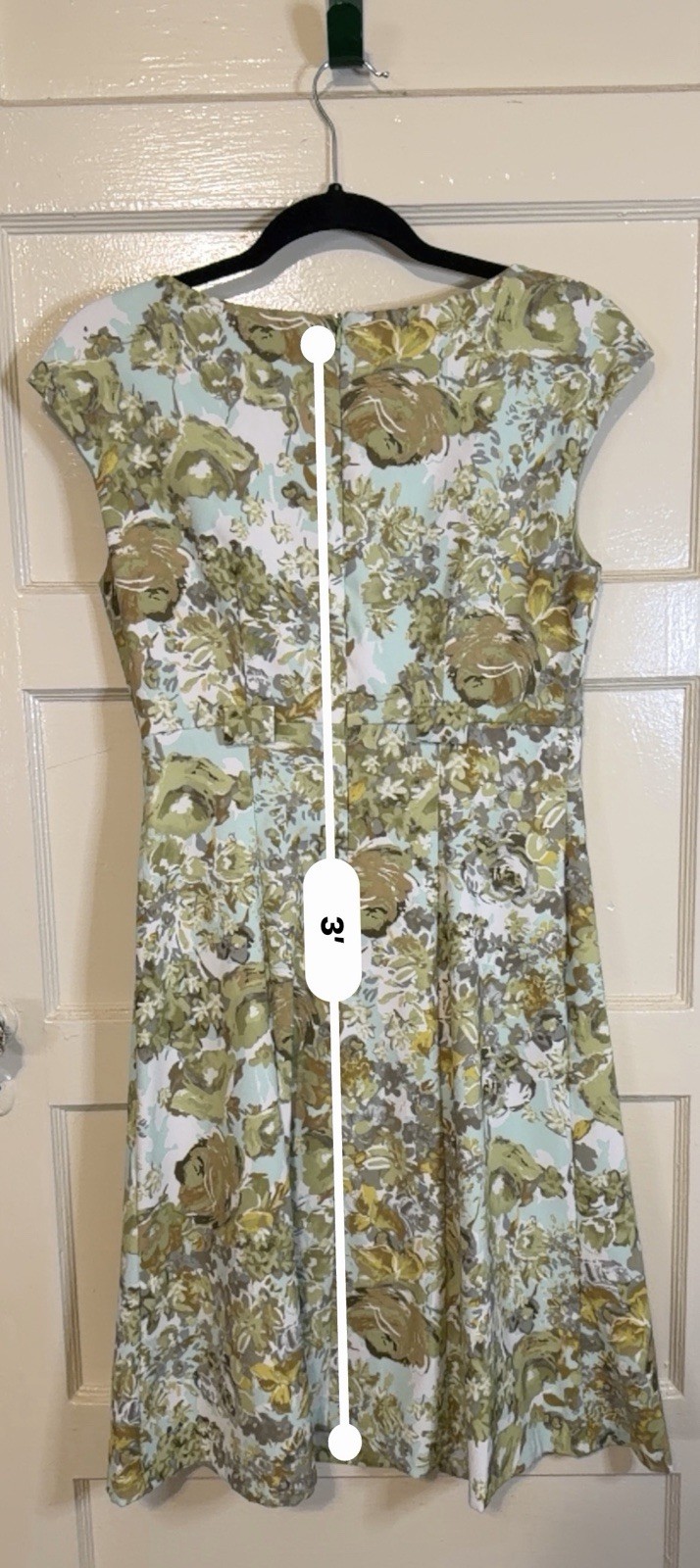 Connected Apparel Women’s Size 8 Green Floral Fit & Flare Cap Sleeve Dress