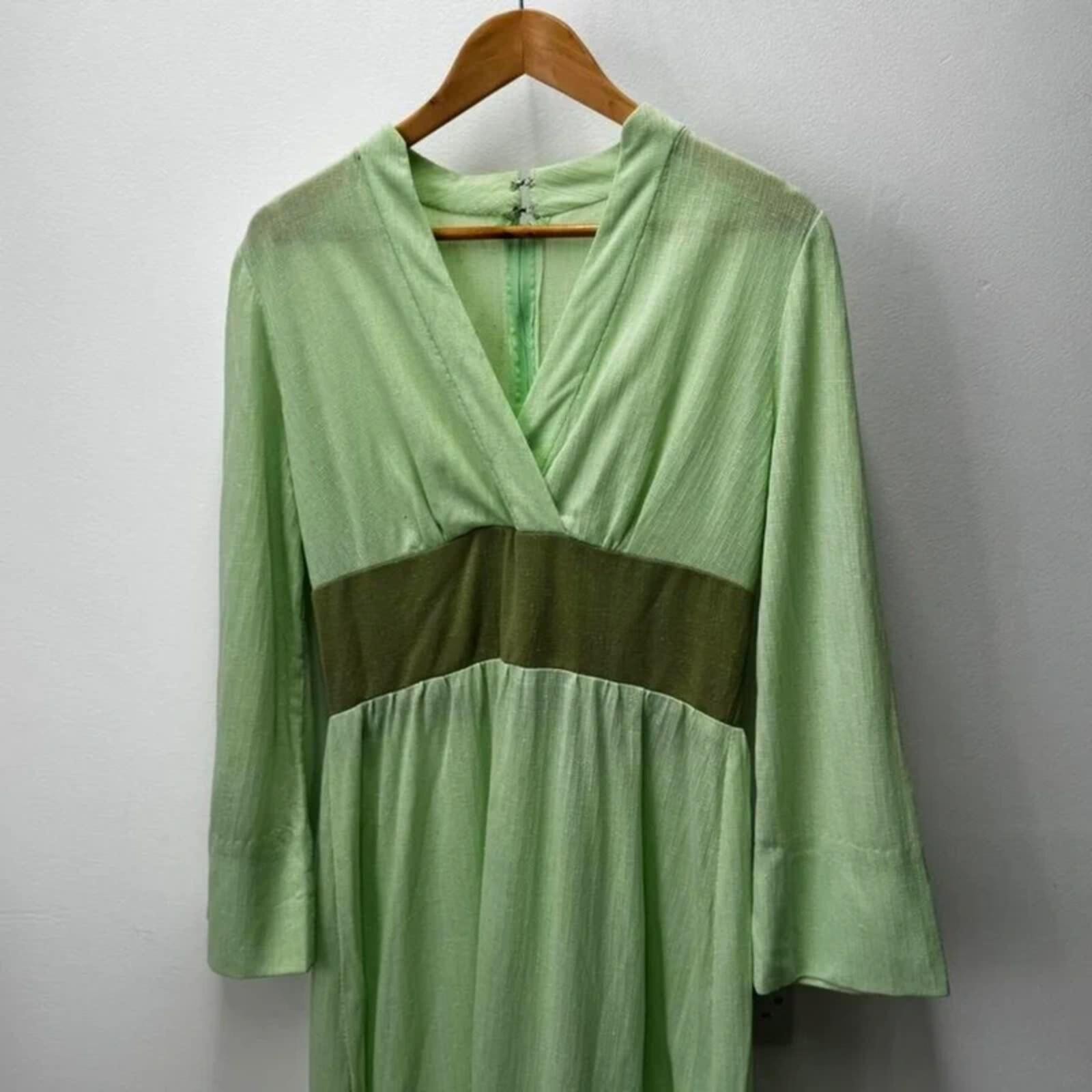 Vintage 70s Mint Green Maxi Dress