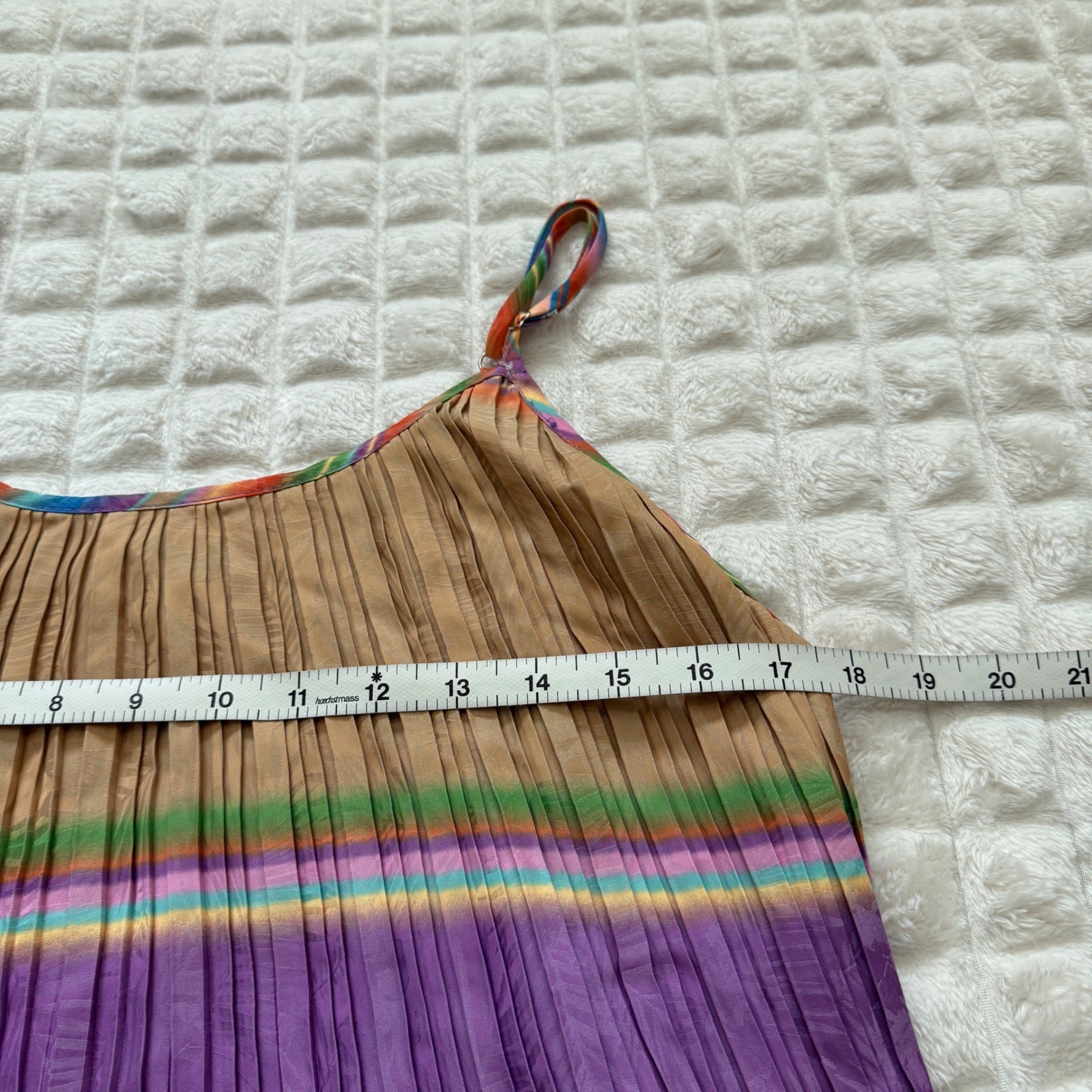 Current Air Small Rainbow Stripe Pleated Maxi Dress ~ Boho Flowy Beach