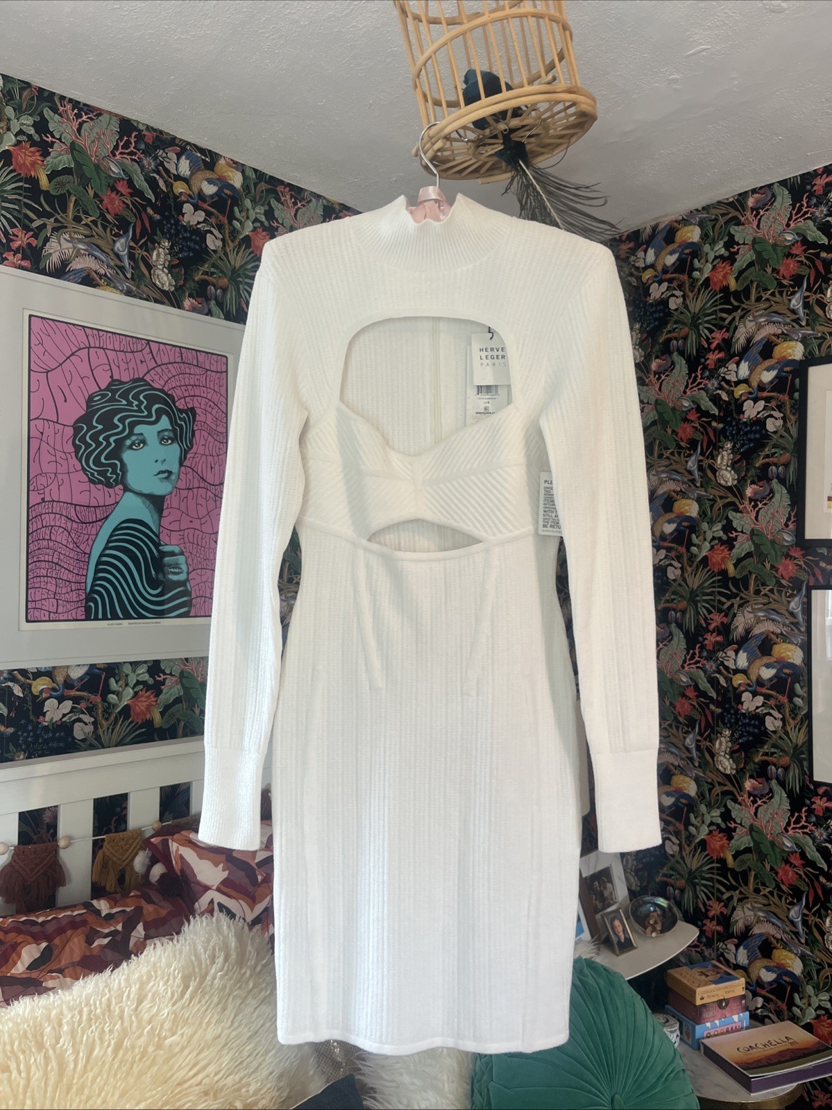 HERVÉ LÉGER MICRO STITCH LONG SLEEVE MINI DRESS – Small