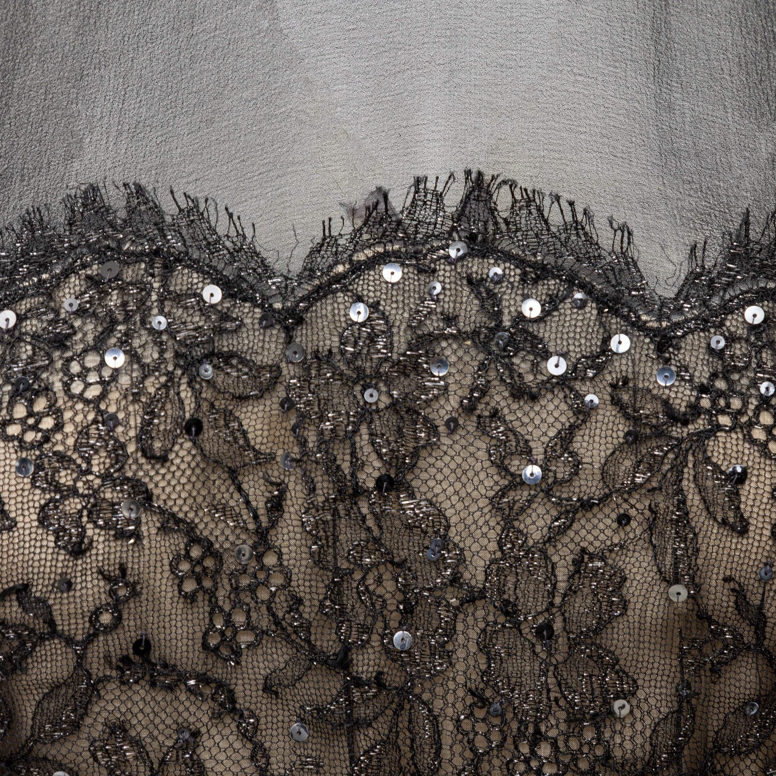 Nina Ricci Haute Boutique Black Chiffon Lace Dress 1970s France Vintage