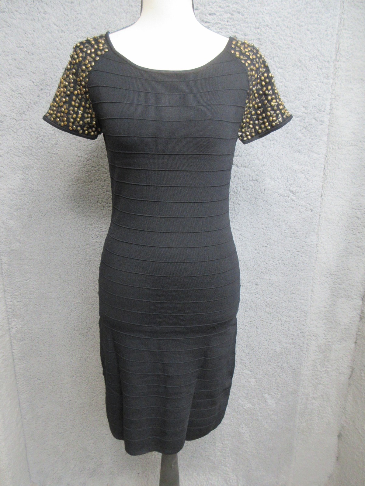 Adrienne Vittadini Studded Bandage Bodycon Dress Women S Black Sleeve Party Glam