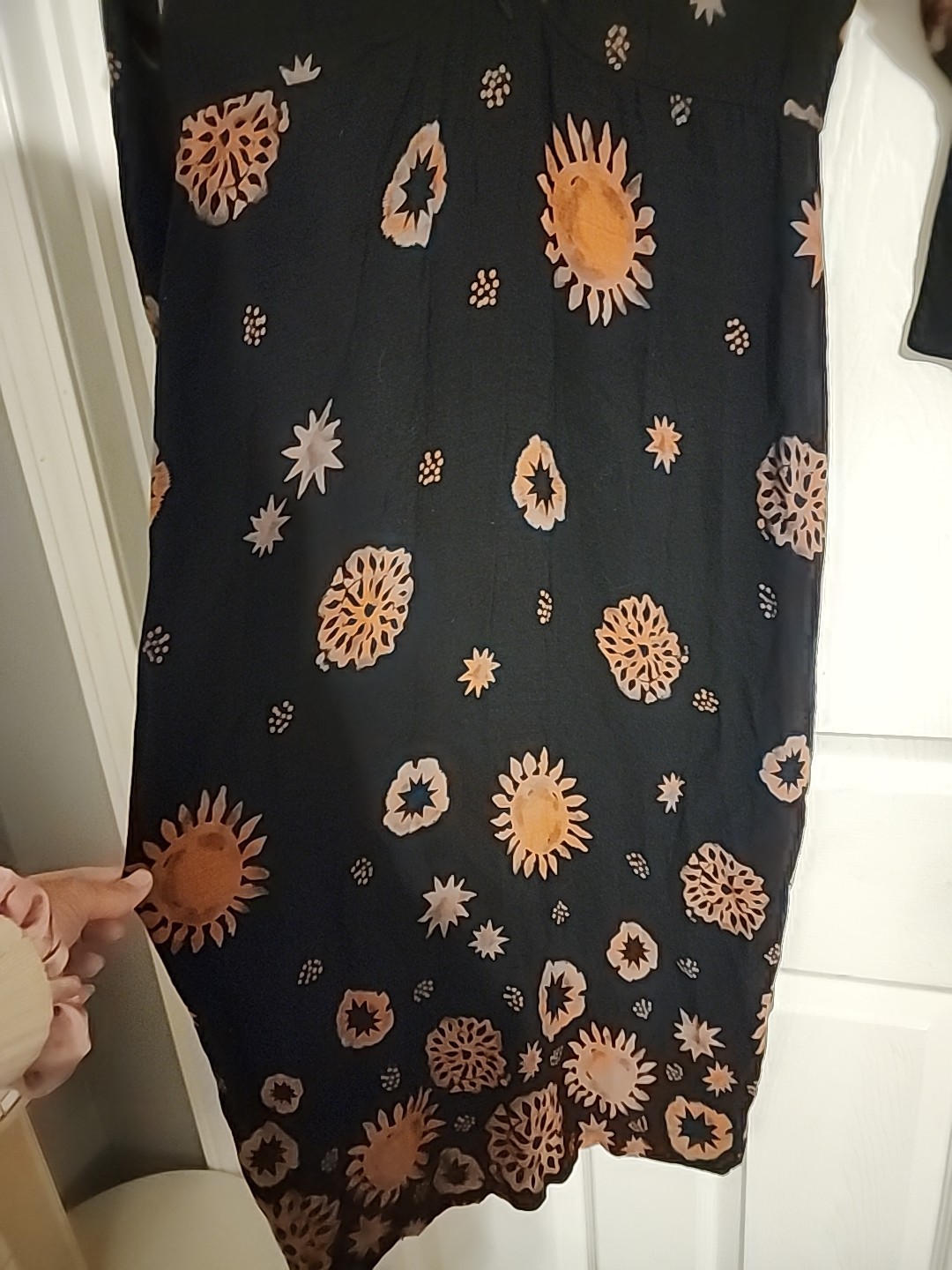 Celestial Hippie Sun & Stars Dress Shear Black Mock Turtle Neck Vintage Festival