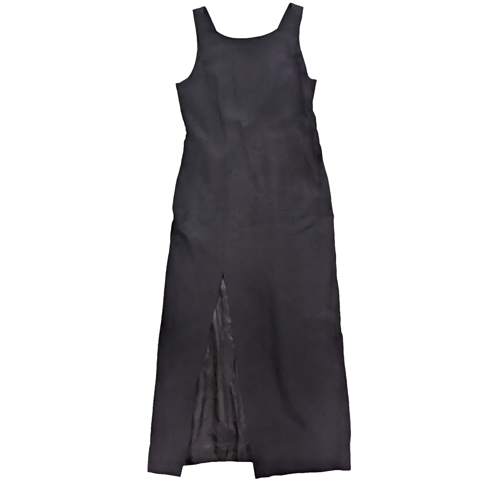 Vintage Rivero London Dress Black Sleeveless Front Slit Long Strappy Zip 80s 90s