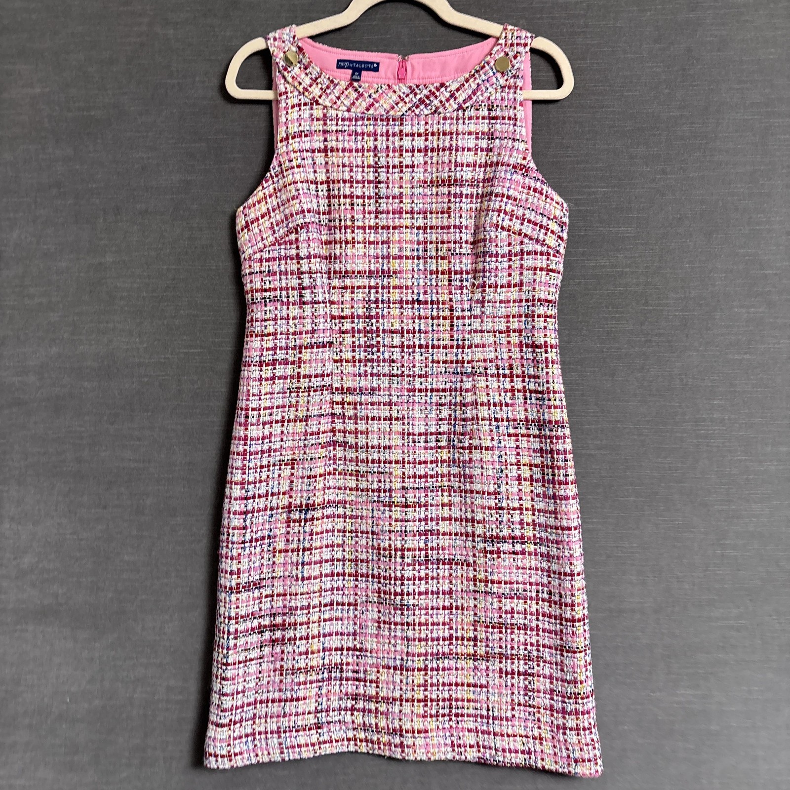 Talbots Dress 6 Petite Pink Tweed Sheath Work Office Career RSVP Preppy Easter