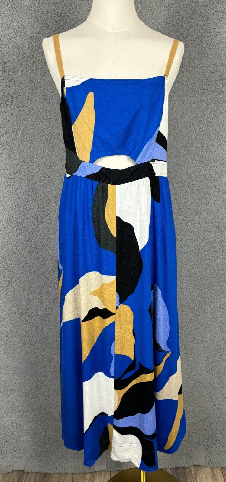 Nine West Women’s Cut Out Midi A-Line Dress Patch Work Large Multicolor NWT’s.