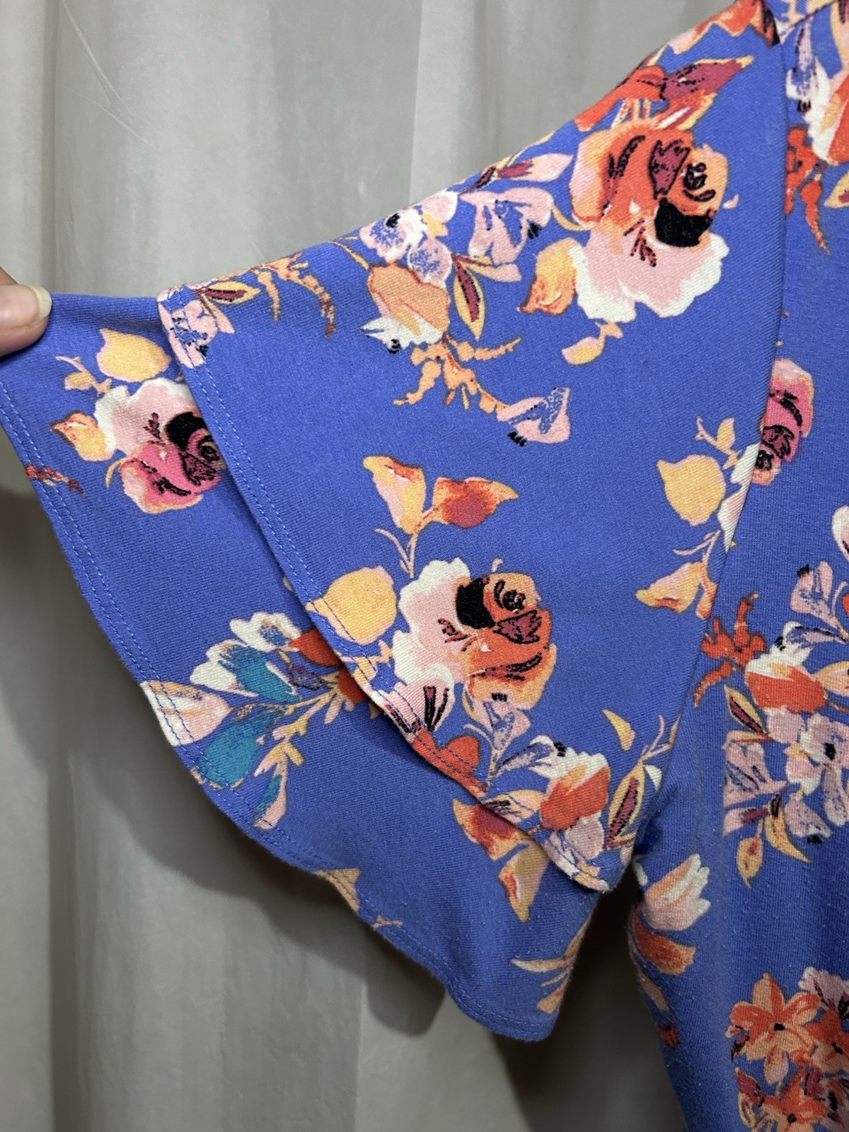 Tabitha Webb Periwinkle Blue Multicolored Short Sleeve Floral Dress Size S