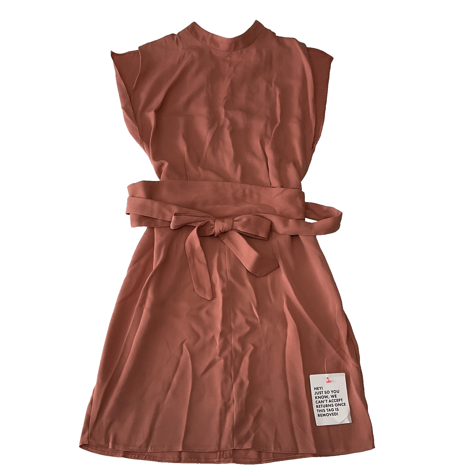 Asos Design Mini Dress Womens Size 4 Peach Belted Sleeveless Stretch Zip