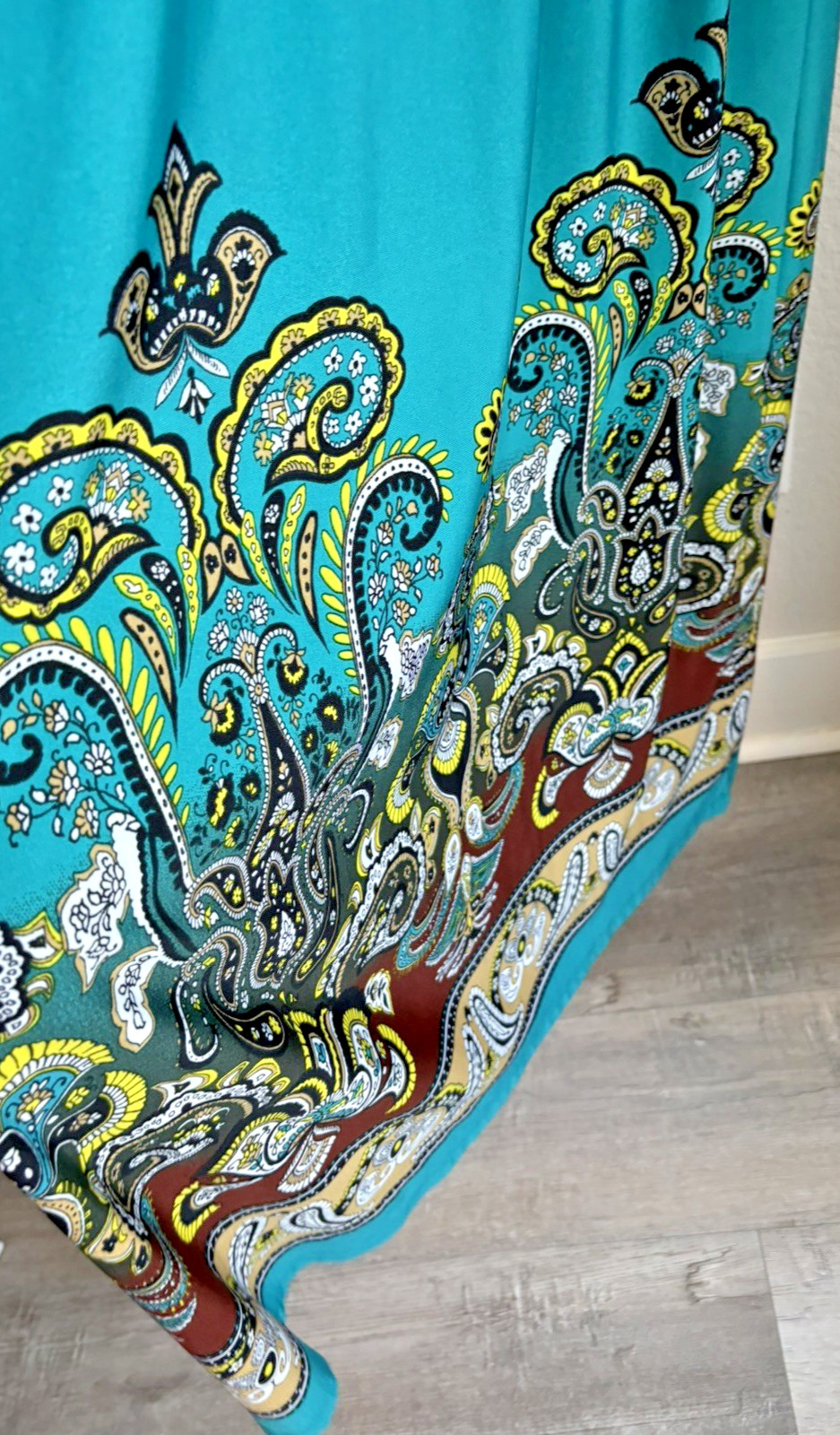 Maxi Dress By Bailey Blue Turquoise Paisley Sz S Beach Vacation Cruise Boho