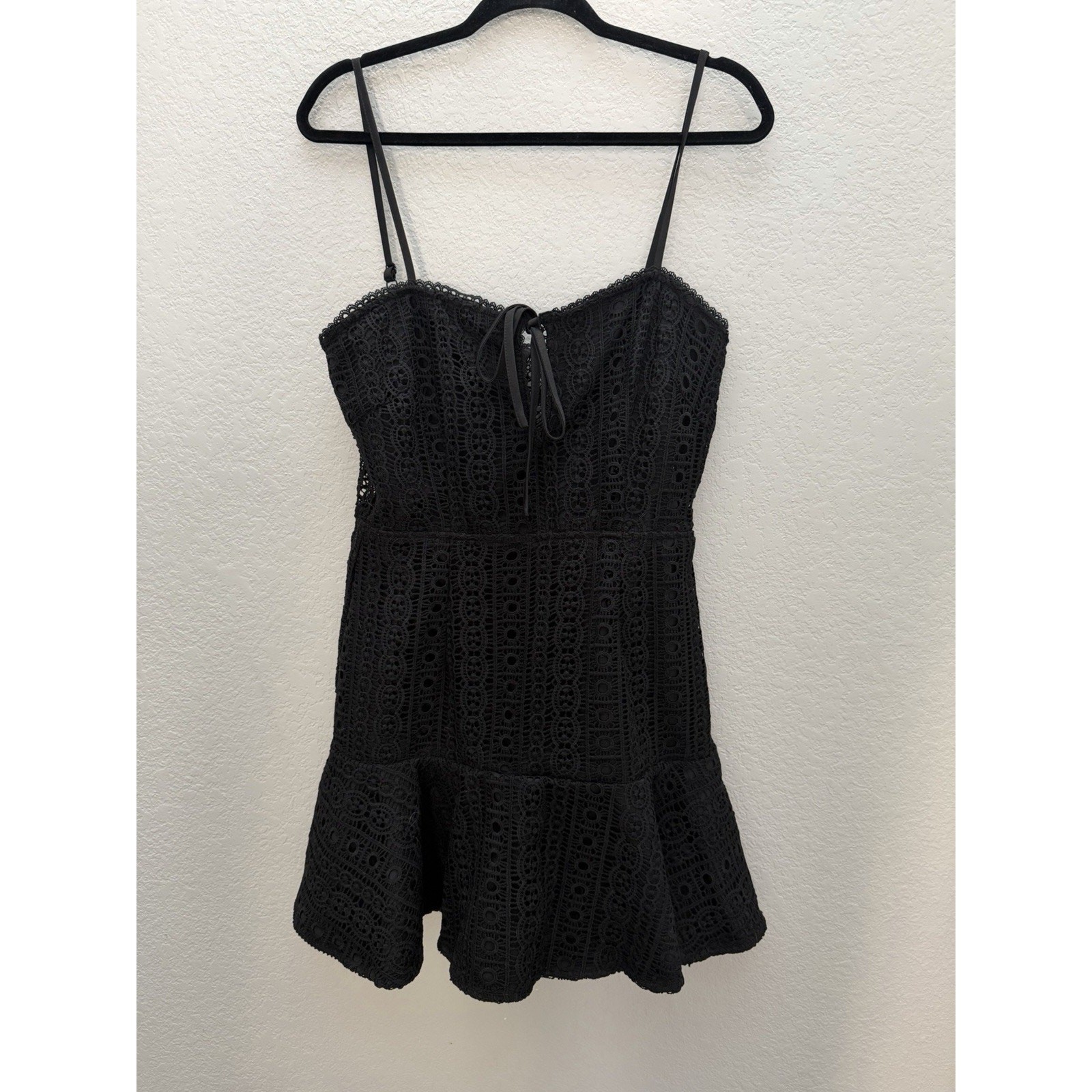 BY THE WAY Del Crochet Keyhole Mini Dress in Black Revolve Coquette LBD Size L