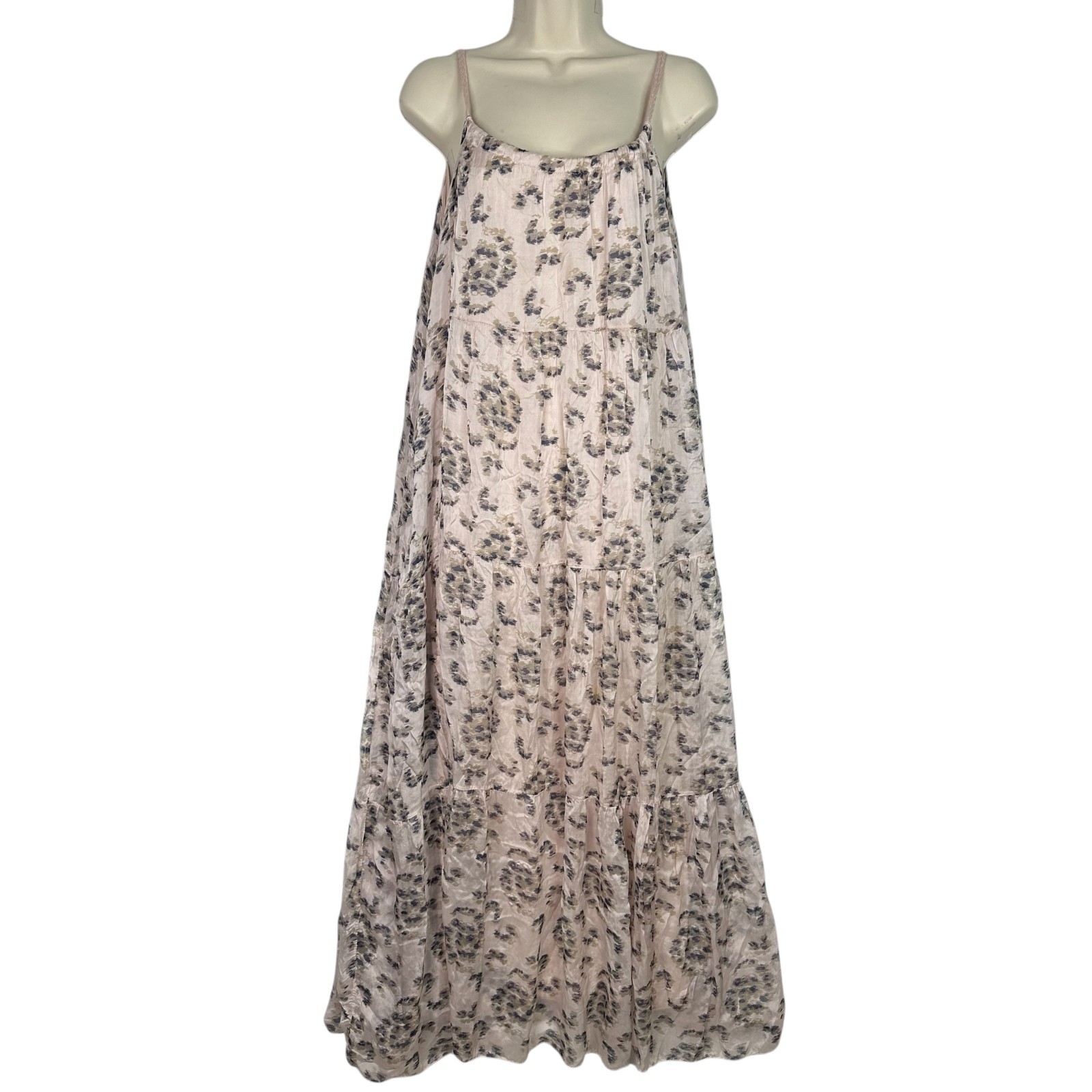 Elena Baldi Italy Pink Floral Silk Blend Maxi Dress Womens XL Boho Romantic