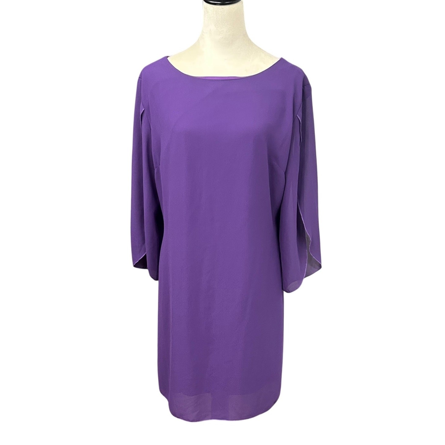Grace Karin Purple Shift Dress L Split Bell Sleeve Cocktail Wedding Guest Party