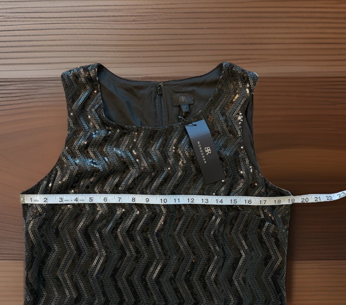 Banana Republic Monogram Chevron Sequin Sheath Dress Size 14 NWT Sleeveless