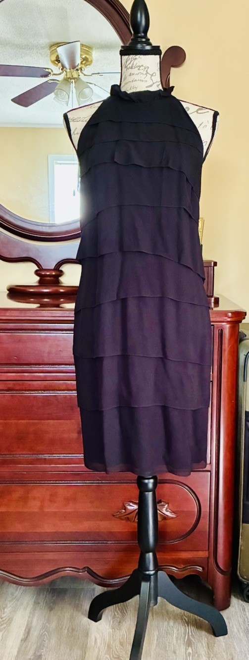 Vince – 100% SILK Black Tiered Cocktail Dress – Women, Size 6