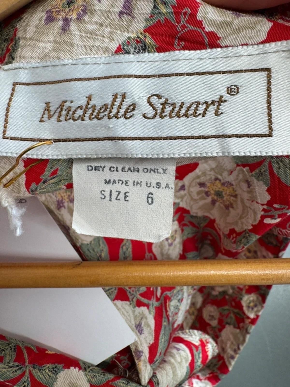 Vintage 80s Red Floral Ruffle Dress
