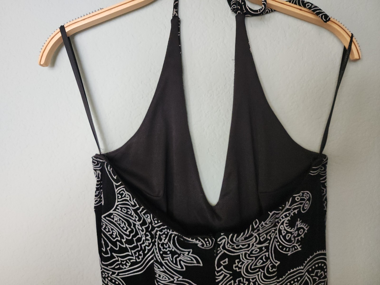 Vintage Jessica McClintock Halter Dress Black Paisley Stretch Gown Size 4 – 10