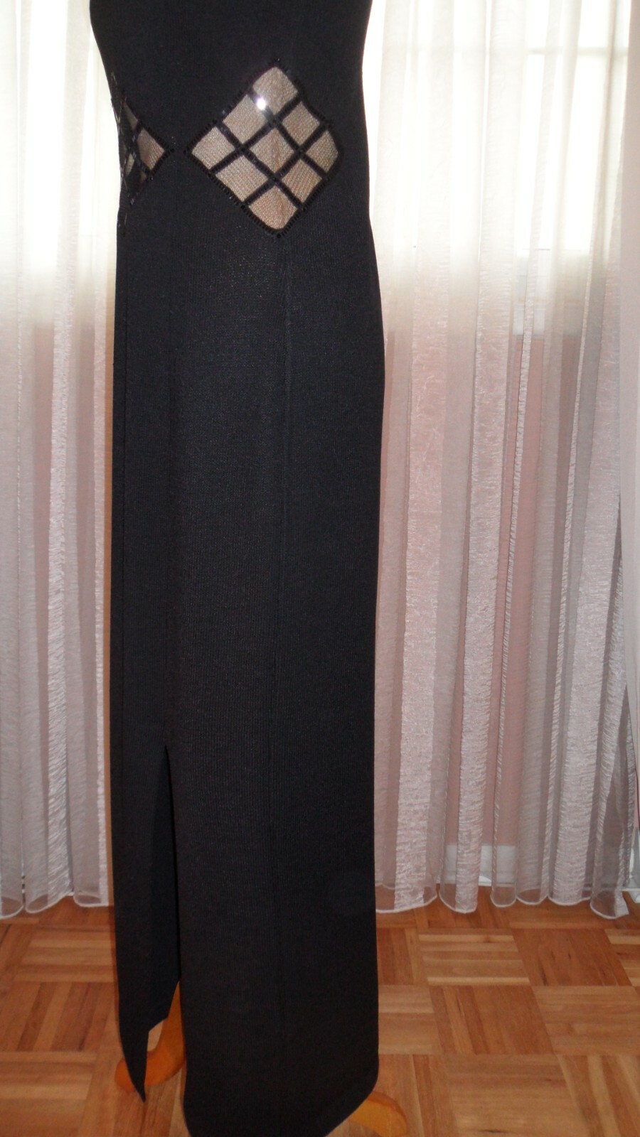 FABULOUS EVENING DRESS, JERSEY, COMBINATION OF SEQUIN MESH FABRIC, STRETCHY , EL