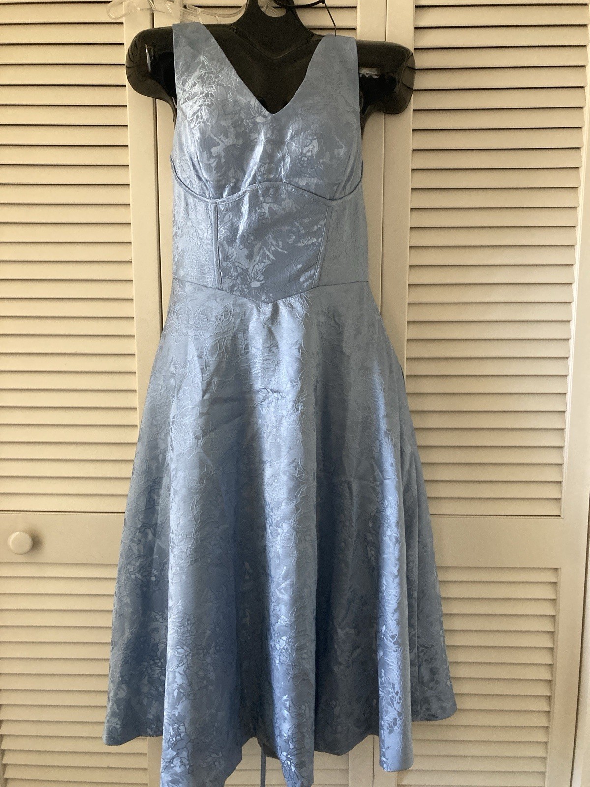 Light Blue Formal Corset Dress Sz S/M (See Measurements) NWT