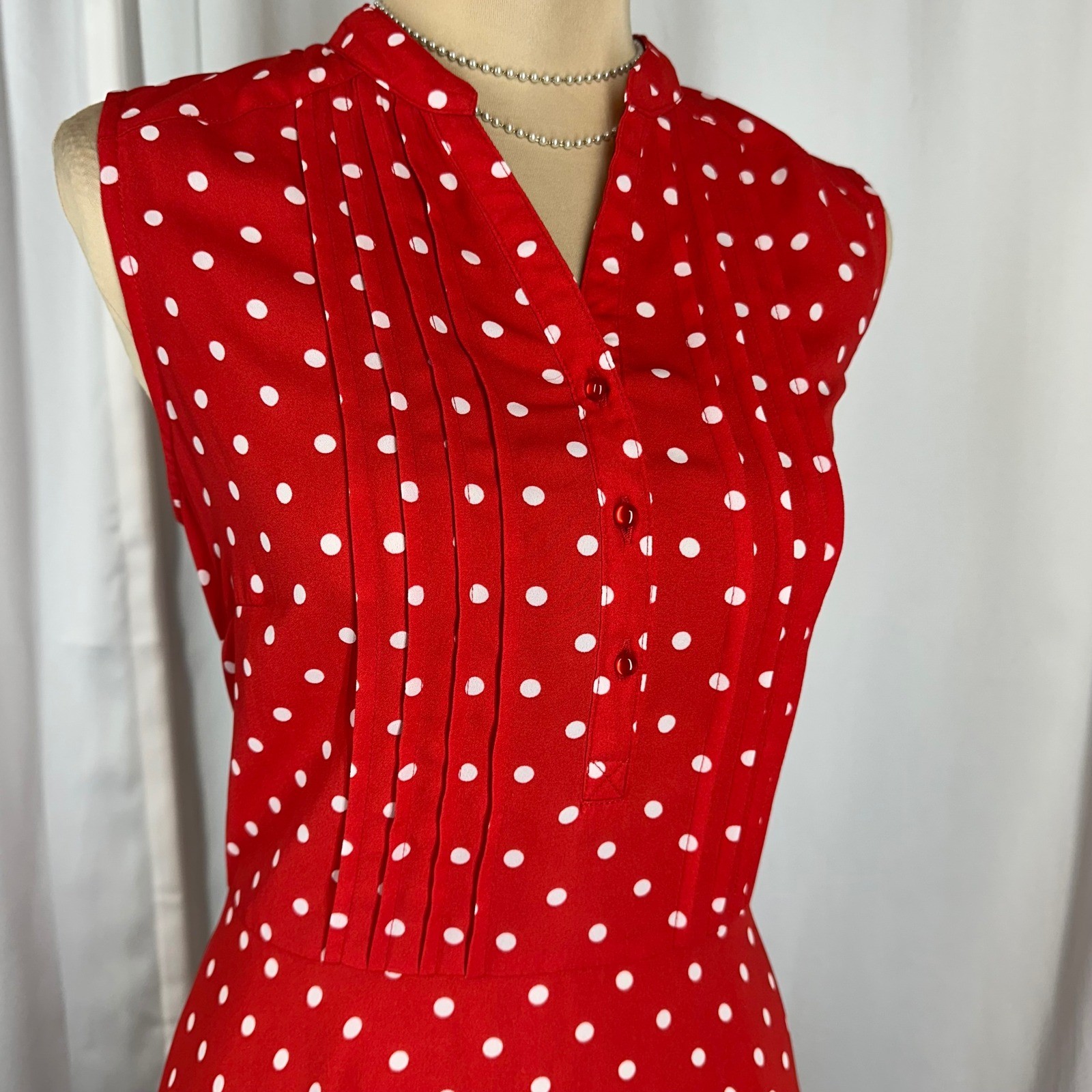 Nanette Lepore Red Polka Dot Dress Size 6 Retro Vintage Style Midi