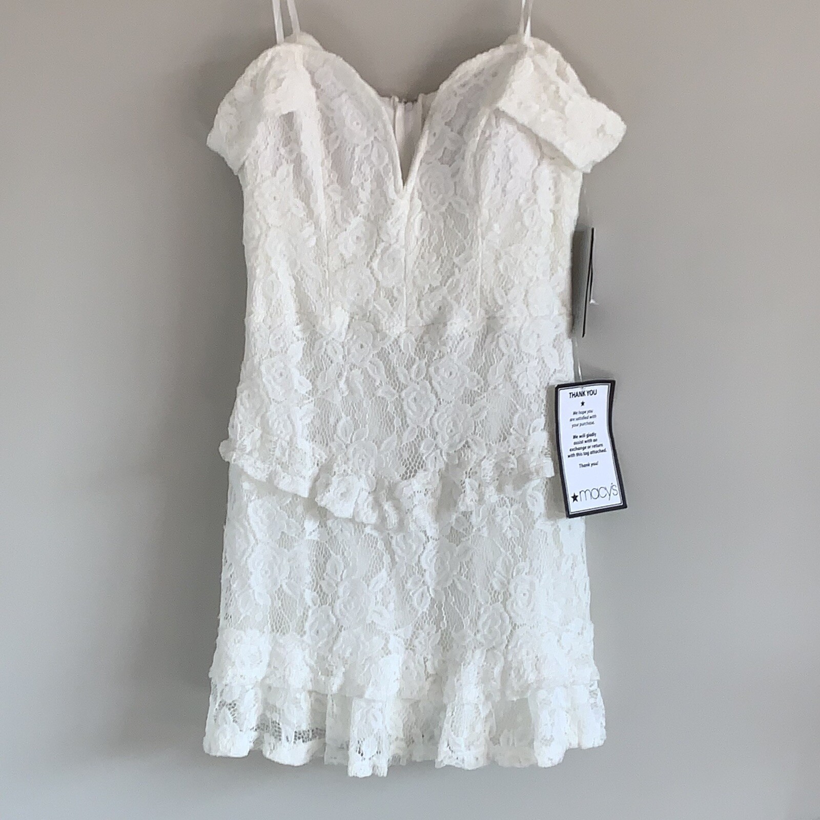 City Studios Juniors Off-The-Shoulder Lace Dress Ivory Size 11