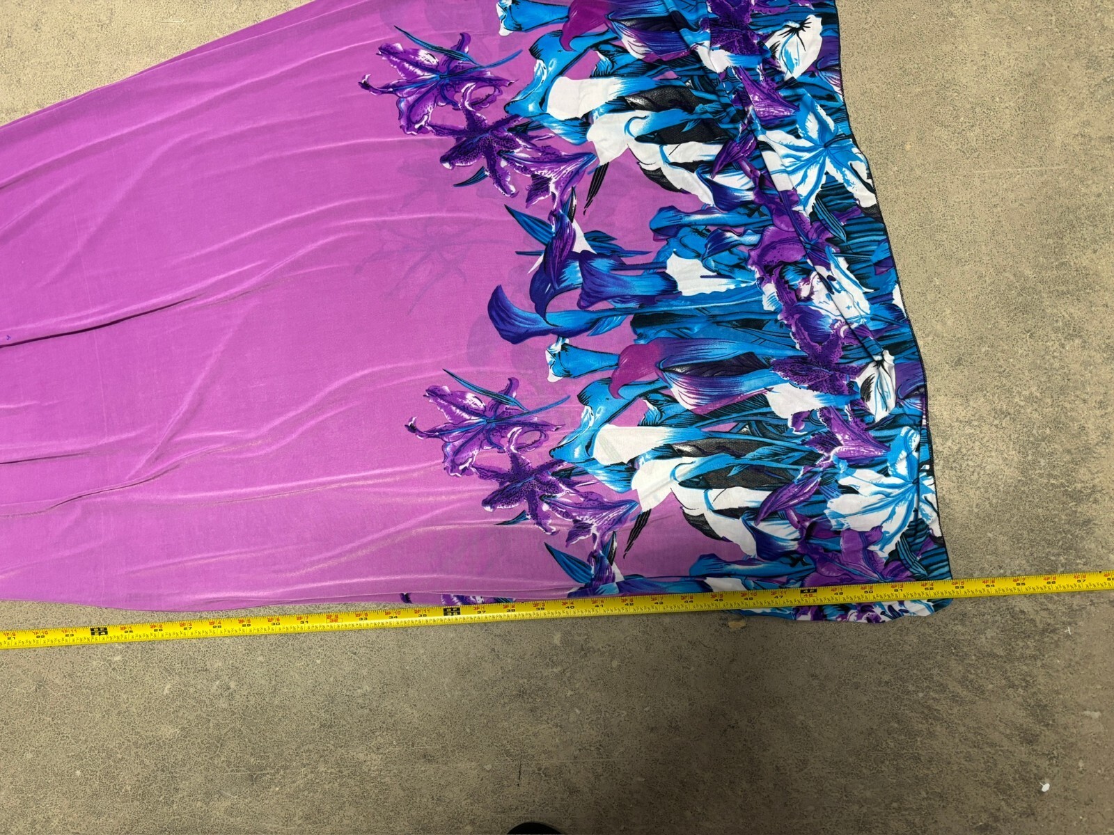 Silk Blend Tropical Floral Slip Maxi Dress Purple Blue Y2K Vacation XS