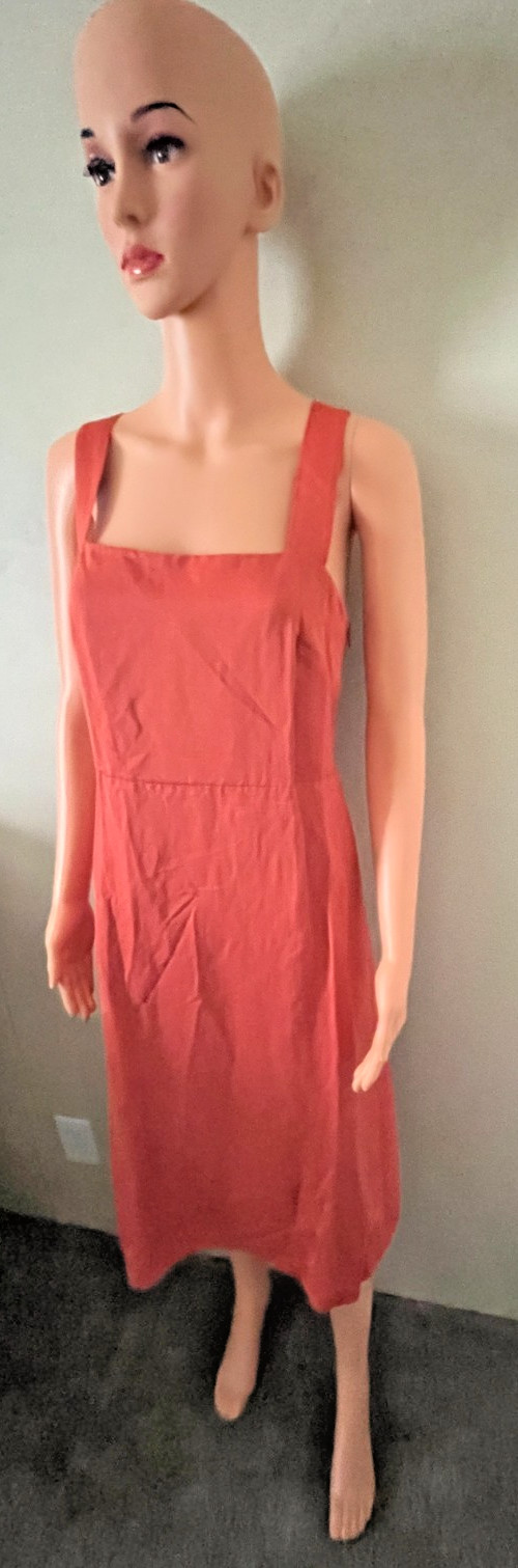 NEW THEORY RN 98406 ORANGE MAXI CROSS BACK DRESS SZ 6 SQUARE NECK SUMMER BLEND