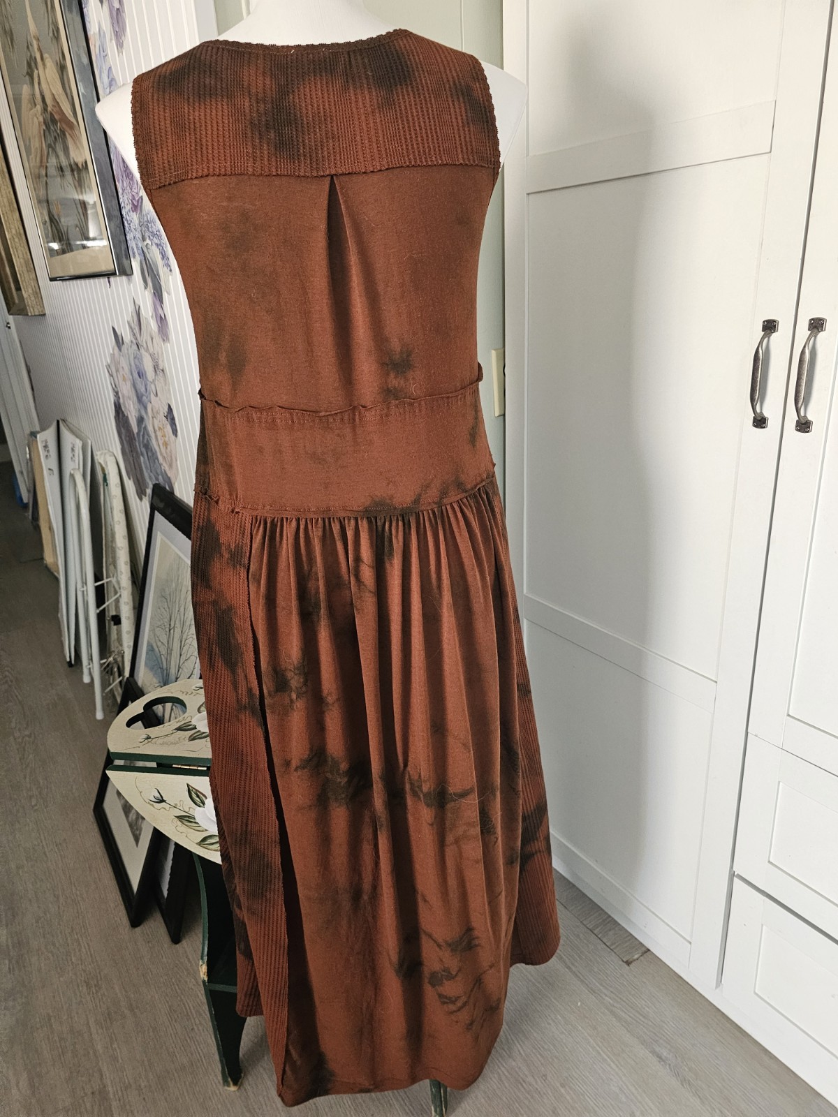 POL Clothing Babydoll Midi Maxi Oversized Brown Mineral Wash Lace Sz S Fit 12 14
