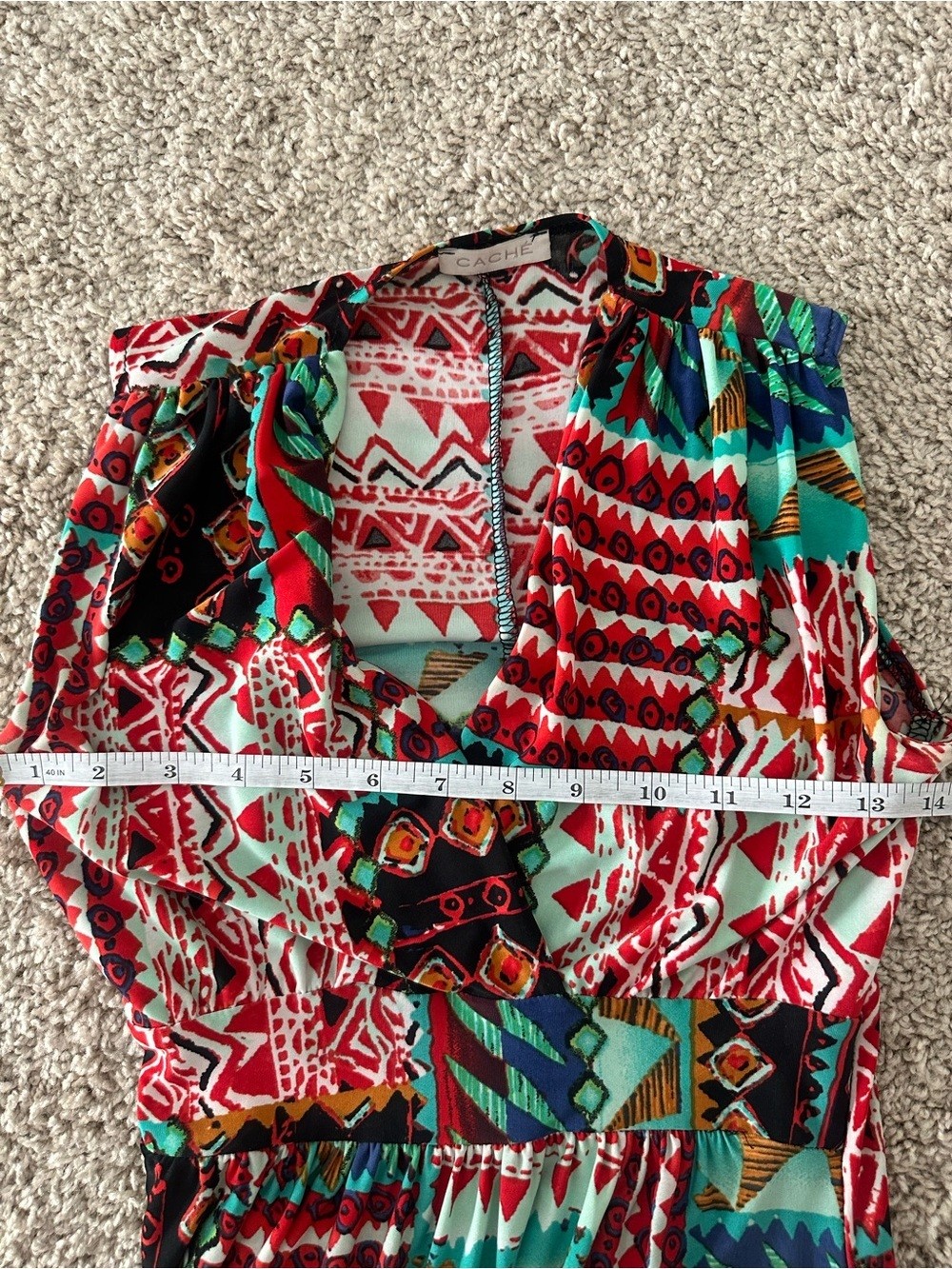 Cache Maxi Dress Size S Boho Tribal Geometric Print Sleeveless